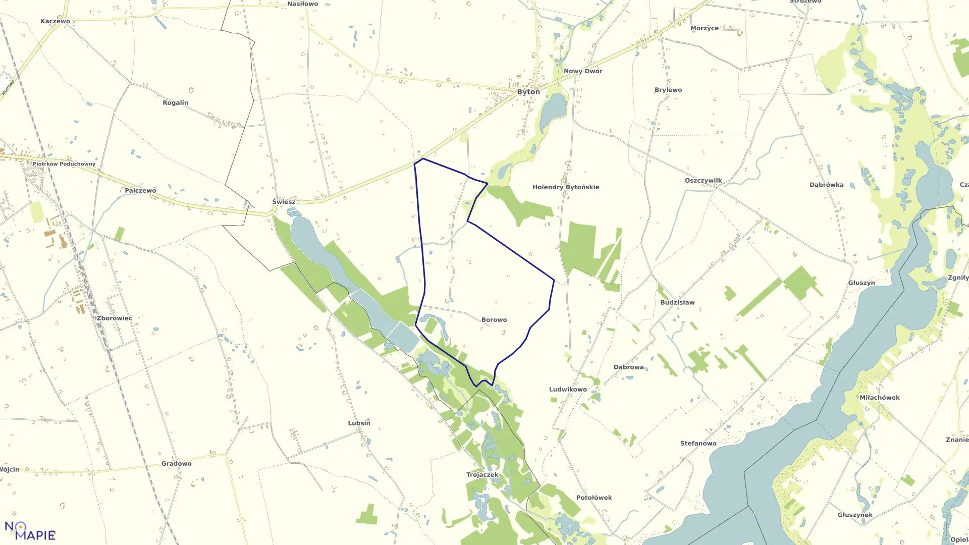 Mapa obrębu BOROWO w gminie Bytoń