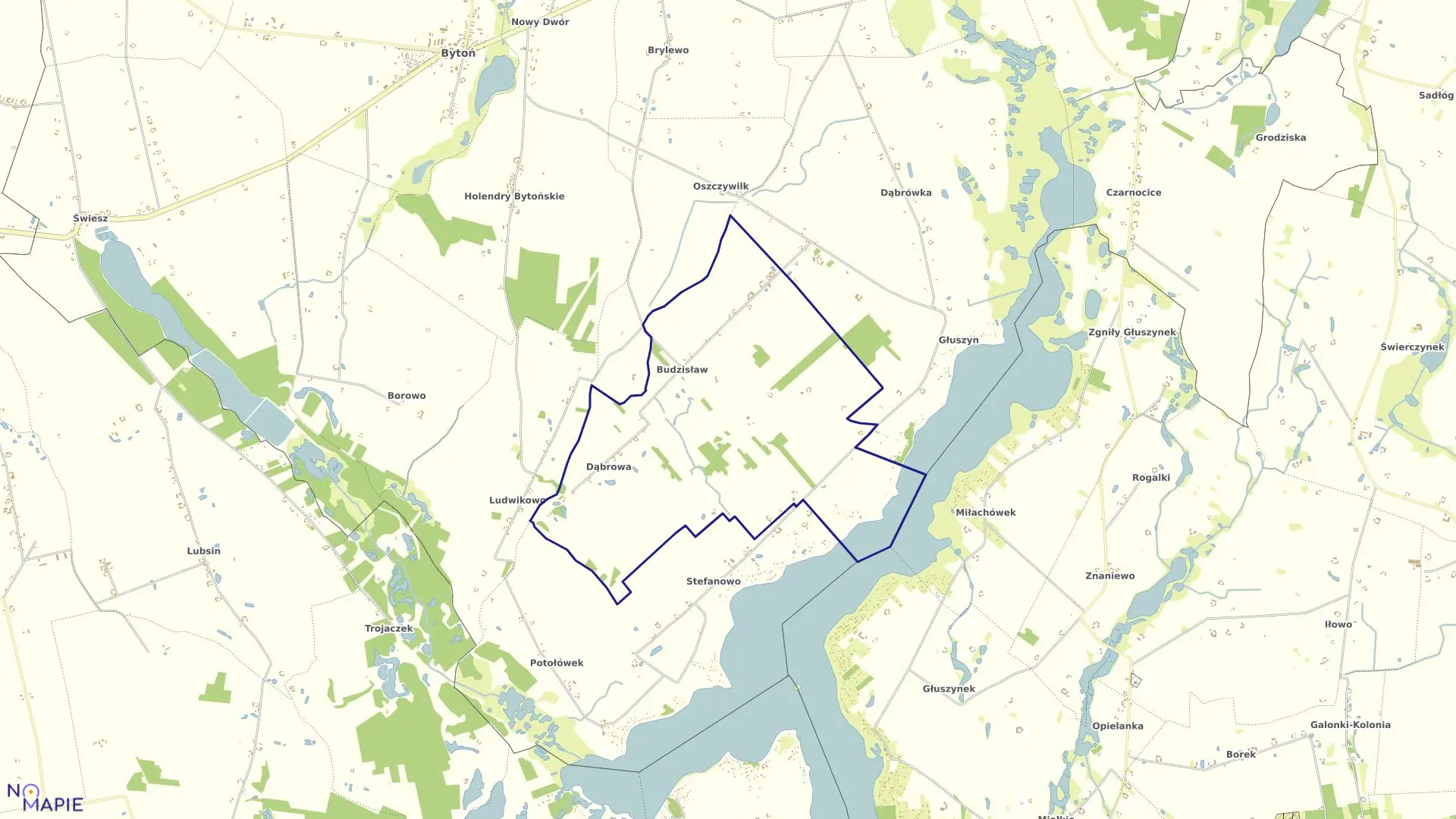 Mapa obrębu BUDZISŁAW w gminie Bytoń