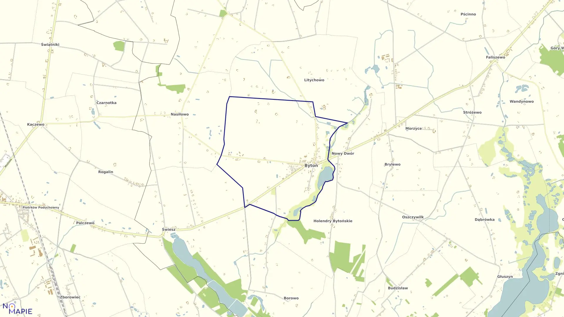 Mapa obrębu BYTOŃ w gminie Bytoń