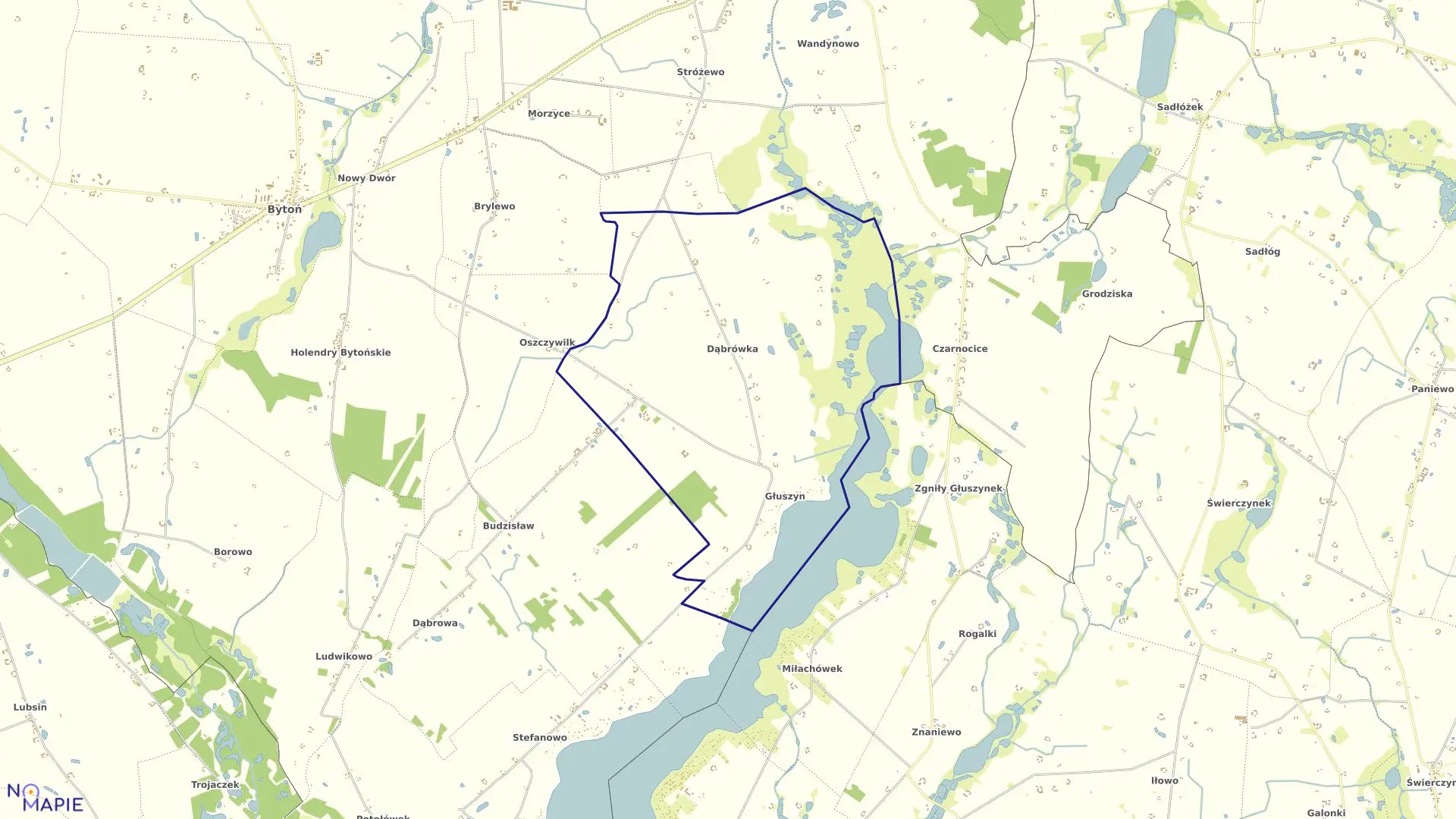 Mapa obrębu DĄBRÓWKA w gminie Bytoń