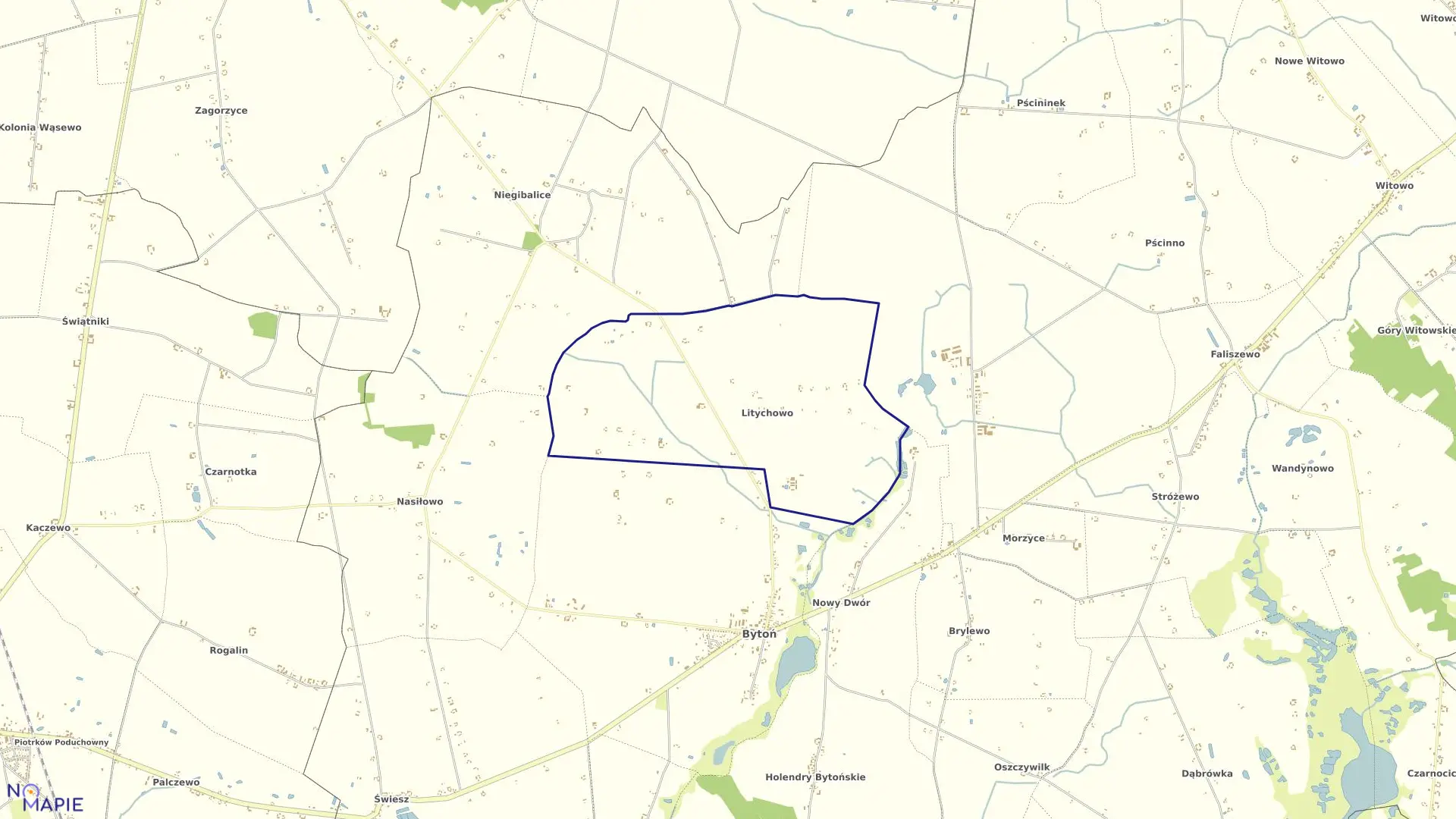 Mapa obrębu LITYCHOWO w gminie Bytoń