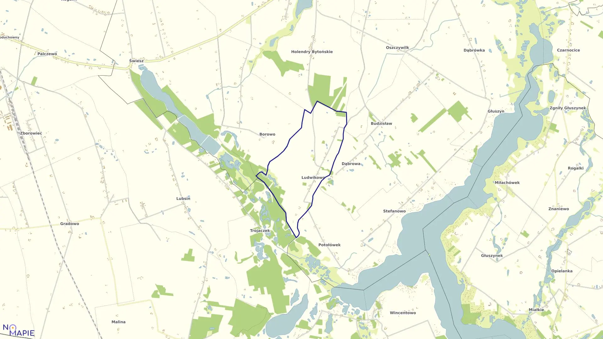 Mapa obrębu LUDWIKOWO w gminie Bytoń