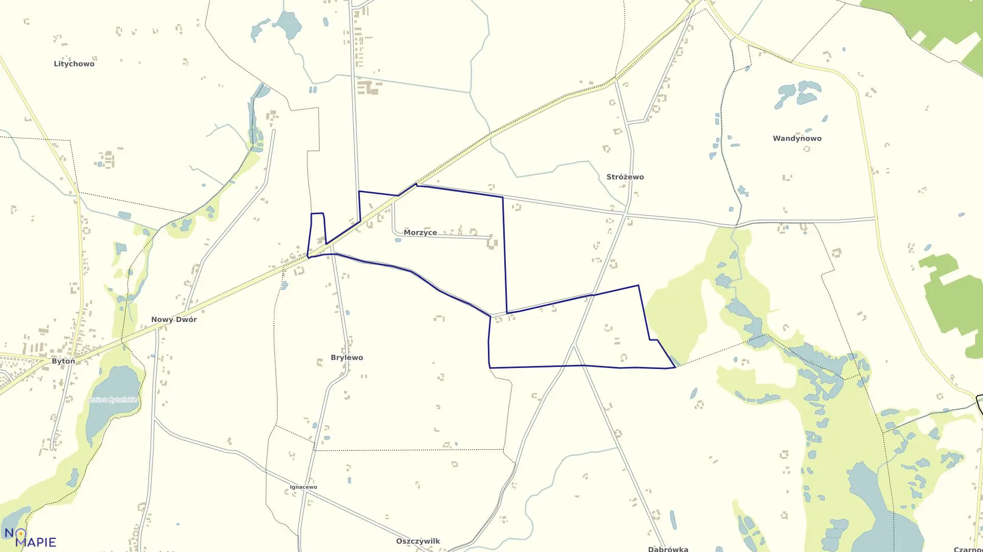 Mapa obrębu MORZYCE w gminie Bytoń